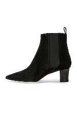 Manolo Blahnik Tiraba 50 Suede Boot in Black, view 5, click to view large image.