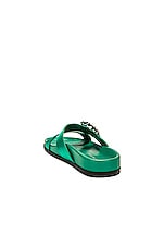 Manolo Blahnik Chilanghi Satin Sandal in Bright Green, view 3, click to view large image.