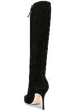 Manolo Blahnik Oculara 90 Suede Boot in Black, view 3, click to view large image.