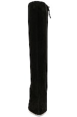 Manolo Blahnik Oculara 90 Suede Boot in Black, view 4, click to view large image.