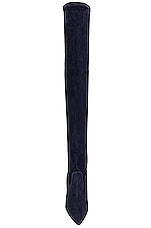 Manolo Blahnik Pascalarehi 105 Suede Boot in Navy, view 4, click to view large image.