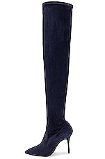 Manolo Blahnik Pascalarehi 105 Suede Boot in Navy, view 5, click to view large image.