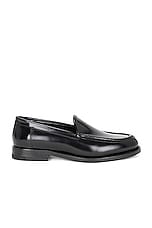 Manolo Blahnik Dineguardo Leather Loafer in Black, view 1, click to view large image.