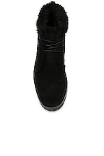 Manolo Blahnik Mircus Suede Boot in Black, view 4, click to view large image.