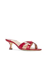 Manolo Blahnik Callamu 50 Patent Mule in Red, view 2, click to view large image.