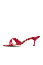 Manolo Blahnik Callamu 50 Patent Mule in Red, view 5, click to view large image.