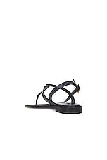 Manolo Blahnik Hata Leather Sandal in Navy, view 3, click to view large image.