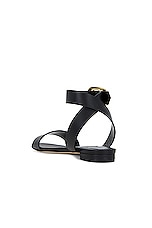 Manolo Blahnik Brutas Flat Leather Sandal in Black, view 3, click to view large image.