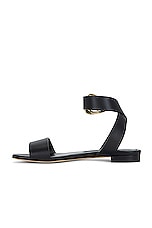 Manolo Blahnik Brutas Flat Leather Sandal in Black, view 5, click to view large image.