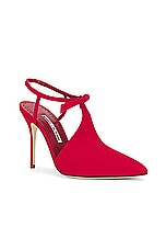 Manolo Blahnik Horna Crepdechine 105 Pump in Red, view 2, click to view large image.