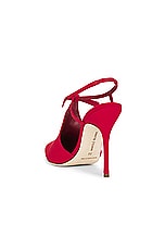 Manolo Blahnik Horna Crepdechine 105 Pump in Red, view 3, click to view large image.