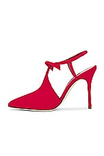 Manolo Blahnik Horna Crepdechine 105 Pump in Red, view 5, click to view large image.