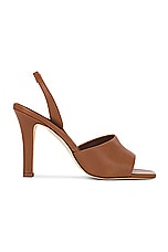 Manolo Blahnik Clotilde 105 Leather Sandal in Medium Brown, view 1, click to view large image.
