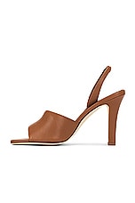 Manolo Blahnik Clotilde 105 Leather Sandal in Medium Brown, view 5, click to view large image.