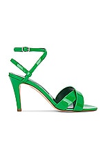 Manolo Blahnik Tormentas 90 Patent Sandal in Bright Green, view 1, click to view large image.
