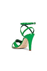 Manolo Blahnik Tormentas 90 Patent Sandal in Bright Green, view 3, click to view large image.