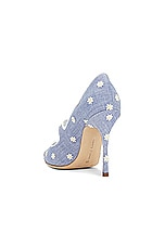 Manolo Blahnik Camparinew 105 Chambray Pump in White Daisy Chambray, view 3, click to view large image.