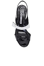 Manolo Blahnik Climnetra 90 Patent Sandal in Black & White, view 4, click to view large image.