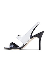 Manolo Blahnik Climnetra 90 Patent Sandal in Black & White, view 5, click to view large image.