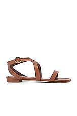 Manolo Blahnik Magalou Leather Sandal in Medium Brown, view 1, click to view large image.