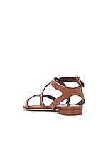 Manolo Blahnik Magalou Leather Sandal in Medium Brown, view 3, click to view large image.