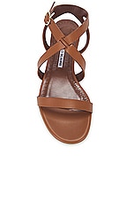 Manolo Blahnik Magalou Leather Sandal in Medium Brown, view 4, click to view large image.