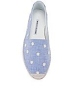 Manolo Blahnik Susille Chambray Espadrilles in Floral Embroidery, view 4, click to view large image.