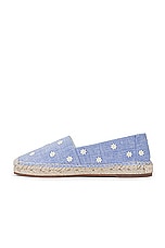 Manolo Blahnik Susille Chambray Espadrilles in Floral Embroidery, view 5, click to view large image.