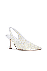 Manolo Blahnik Margolina 70 Lace Pump in White, view 2, click to view large image.