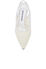 Manolo Blahnik Margolina 70 Lace Pump in White, view 4, click to view large image.