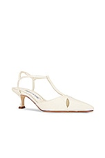 Manolo Blahnik Turgimod 50 Snake Pump in Cream, view 2, click to view large image.