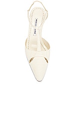 Manolo Blahnik Turgimod 50 Snake Pump in Cream, view 4, click to view large image.