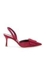 Manolo Blahnik Maysli 70 Suede Pump in Dark Red, view 1, click to view large image.