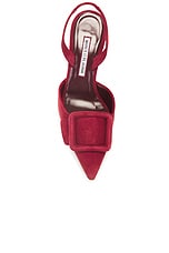 Manolo Blahnik Maysli 70 Suede Pump in Dark Red, view 4, click to view large image.