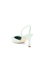 Manolo Blahnik Maysli 70 Suede Pump in Light Green, view 3, click to view large image.