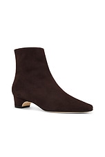 Manolo Blahnik Tolarc Suede Boot in Dark Brown, view 2, click to view large image.