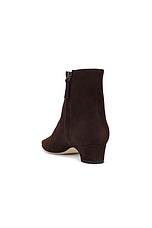 Manolo Blahnik Tolarc Suede Boot in Dark Brown, view 3, click to view large image.