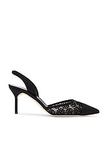 Manolo Blahnik Capsli 70 Lace Pump in Black, view 1, click to view large image.