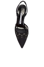 Manolo Blahnik Capsli 70 Lace Pump in Black, view 4, click to view large image.