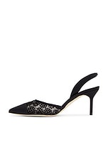 Manolo Blahnik Capsli 70 Lace Pump in Black, view 5, click to view large image.