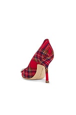 Manolo Blahnik Hangisi 90 Wool Pump in Red, view 3, click to view large image.