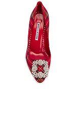 Manolo Blahnik Hangisi 90 Wool Pump in Red, view 4, click to view large image.