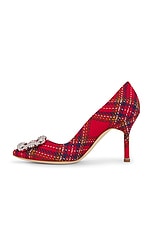 Manolo Blahnik Hangisi 90 Wool Pump in Red, view 5, click to view large image.