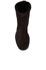 Manolo Blahnik Tomosa Suede Boot in Dark Brown, view 4, click to view large image.