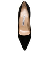 Manolo Blahnik BB 105 Suede Pumps in Black Suede, view 4, click to view large image.