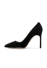 Manolo Blahnik BB 105 Suede Pumps in Black Suede, view 5, click to view large image.