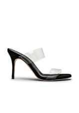 Manolo Blahnik PVC Scolto 90 Sandal in Black, view 1, click to view large image.