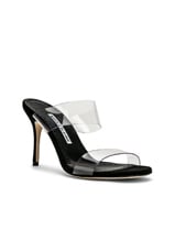 Manolo Blahnik PVC Scolto 90 Sandal in Black, view 2, click to view large image.