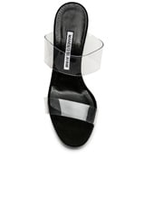 Manolo Blahnik PVC Scolto 90 Sandal in Black, view 4, click to view large image.