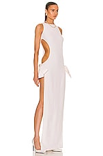 MONOT Bow Cut Out Gown in White, view 3, click to view large image.
